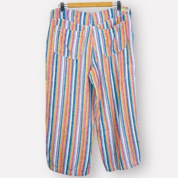 SEVEN7 Linen Blend Striped Crop Wide Leg Pants Size 12 - Picture 2 of 11
